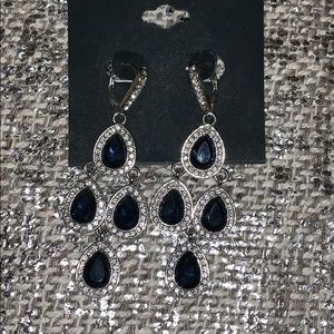 Dressy blue and clear crystal earrings